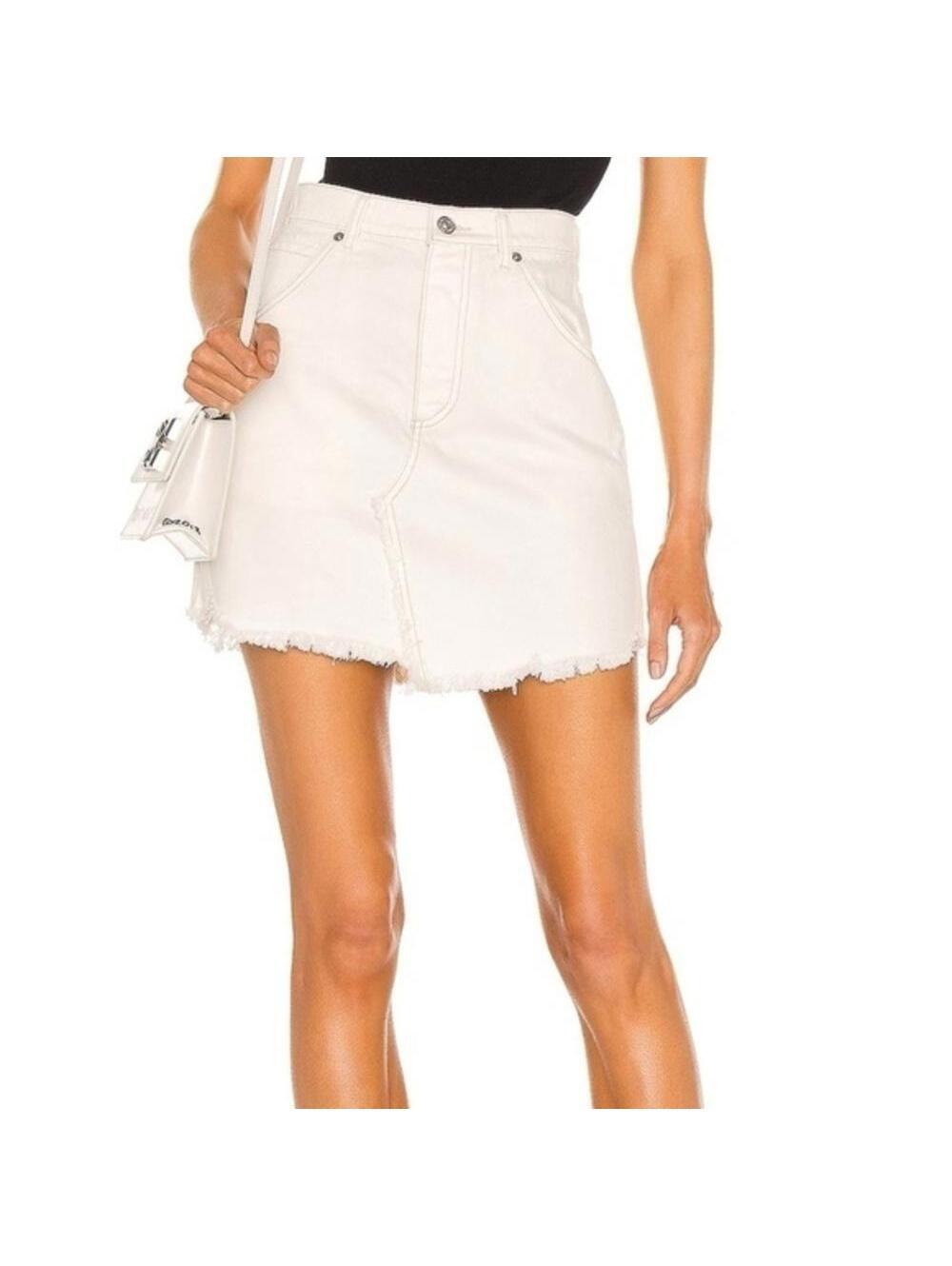 Free People Brea Cutoff Skirt in Deco White NWT Size 25